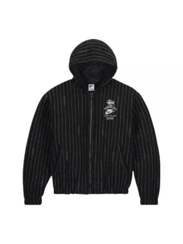 Striped Wool Zip-Up Hoodie Black - NIKE - BALAAN 1