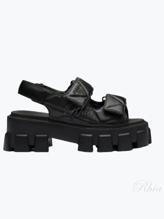 Logo Monolith Sandals Black - PRADA - BALAAN 2