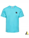 Logo Patch Cotton Short Sleeve T-Shirt Turquoise - STONE ISLAND - BALAAN 2