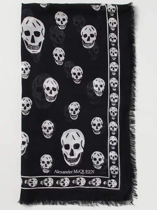 Alexander McQueen Black Skull Print Scarf - ALEXANDER MCQUEEN - BALAAN 2