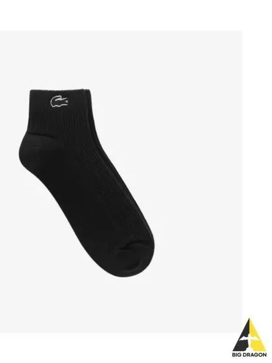 Women Ribbed Tissue Ankle Socks Black - LACOSTE - BALAAN 1