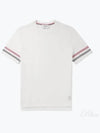 Textured Cotton Stripe Short Sleeve T-Shirt White - THOM BROWNE - BALAAN 2