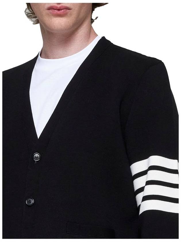 Milano Stitch 4-Bar Cardigan Black - THOM BROWNE - BALAAN 4