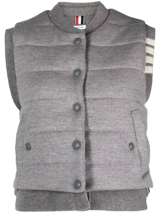 Fine Merino And Jersey Padding Reversible Vest Grey - THOM BROWNE - BALAAN 1