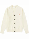 Small Heart Logo Wool Cardigan Vanilla - AMI - BALAAN 2