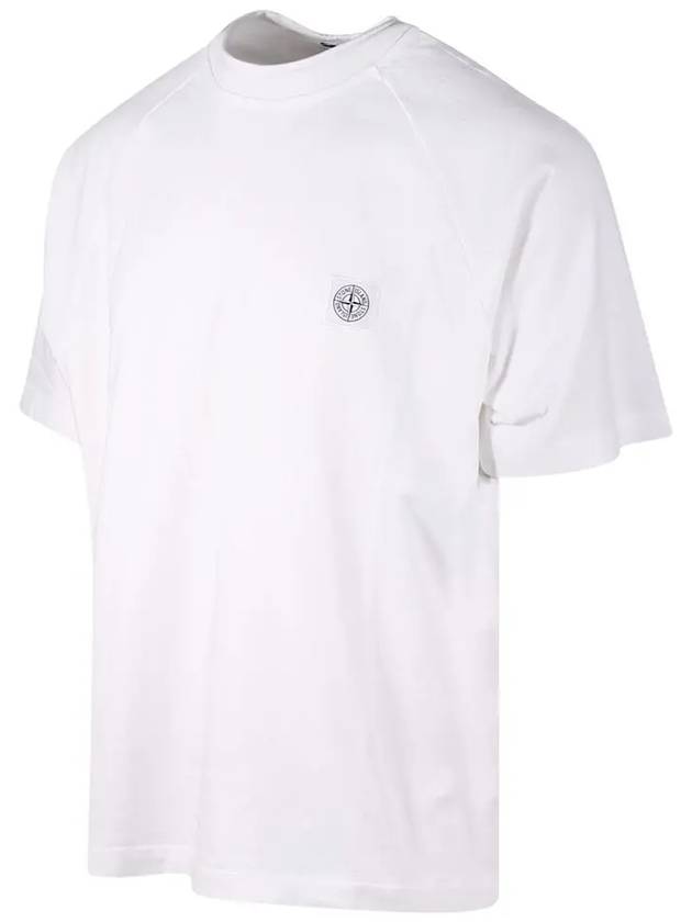 Compass Patch Regular Fit Cotton Short Sleeve T-Shirt White - STONE ISLAND - BALAAN 7