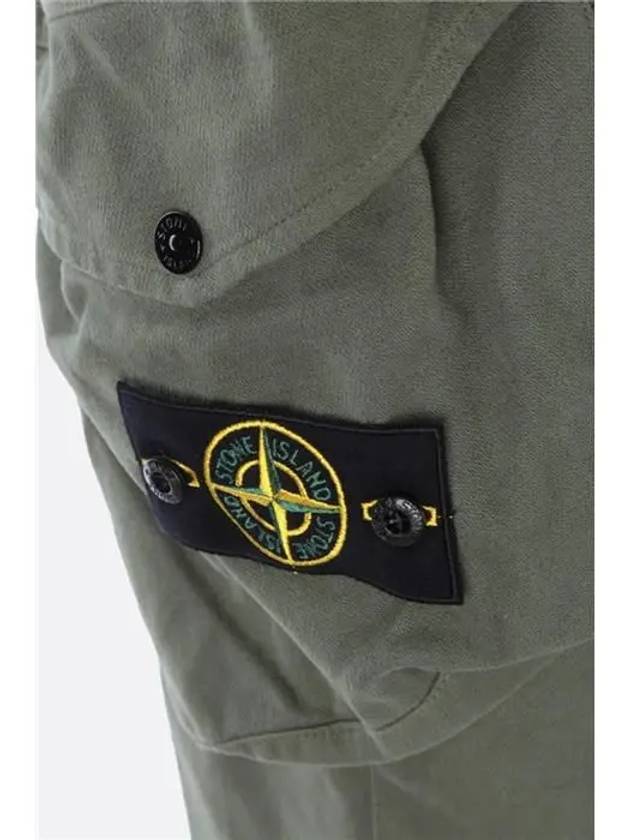 Brushed Textured Recycled Cotton Cargo Pants Olive - STONE ISLAND - BALAAN 5