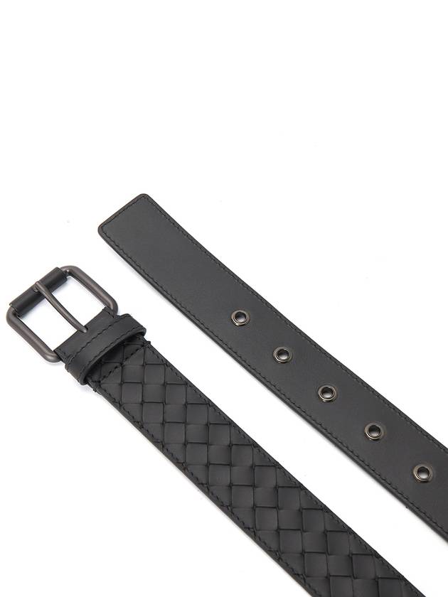 Intrecciato Leather Belt Black - BOTTEGA VENETA - BALAAN 4