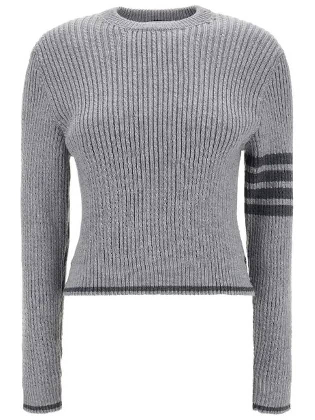 4 Bar Stripe Cable Knit Top Grey - THOM BROWNE - BALAAN 2