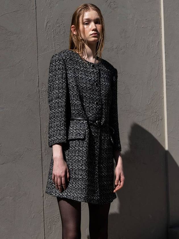 Women's French Wool Tweed Jacket Dress Black - DEFEMME - BALAAN 3