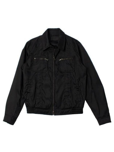 Nylon Zip Up Jacket Black - PRADA - BALAAN 1