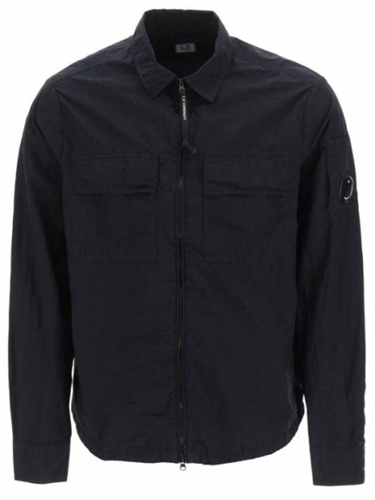 Chrome R Lens Wappen Overshirt Zip-up Jacket Black - CP COMPANY - BALAAN.