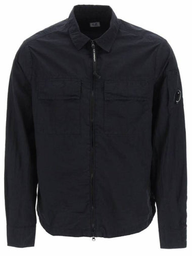 Chrome R Lens Wappen Overshirt Zip-Up Jacket Black - CP COMPANY - BALAAN 1