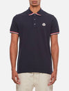 Logo Patch Three-Line Collar Short Sleeve Polo Shirt Navy - MONCLER - BALAAN 2