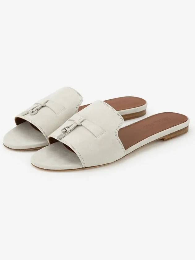 Summer Charms Suede Sandal Slippers Pearl Powder - LORO PIANA - BALAAN 3