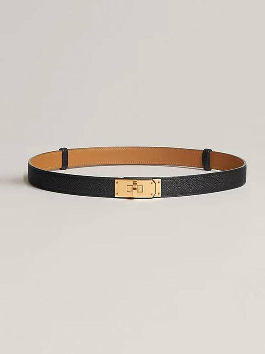 Women's Kelly 18 Gold Leather Belt Black - HERMES - BALAAN 2