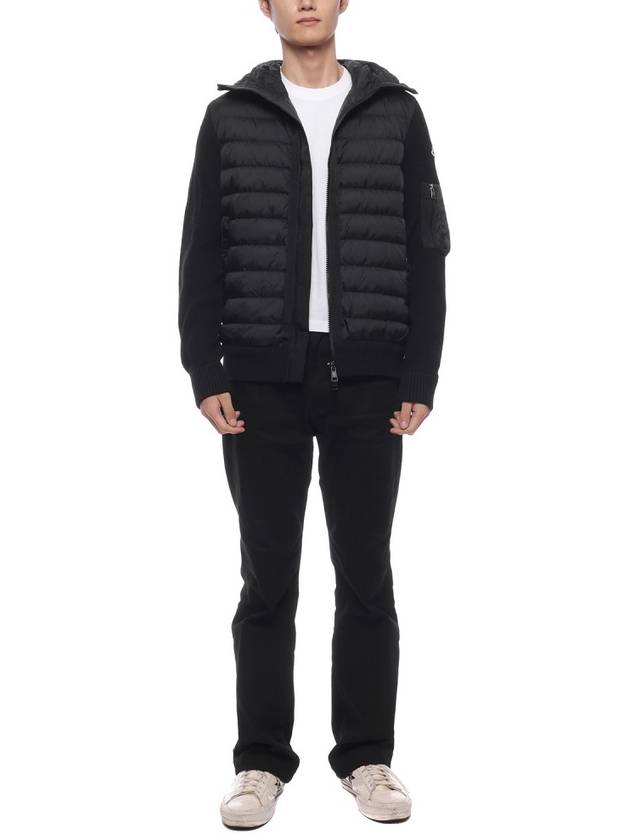 Logo Patch Padded Wool Cardigan Black - MONCLER - BALAAN 4