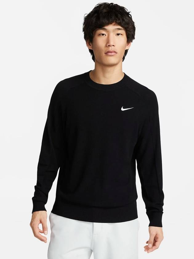 Men s Sweater Embroidered Logo Round Black Long Sleeve Golf T shirt - NIKE - BALAAN 1