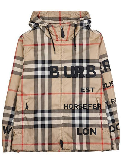 Men's Horseferry Print Check Hoodie Zip-up Beige - BURBERRY - BALAAN 2