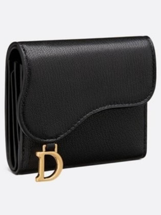 Saddle Lotus Goatskin Half Wallet Black - DIOR - BALAAN 3