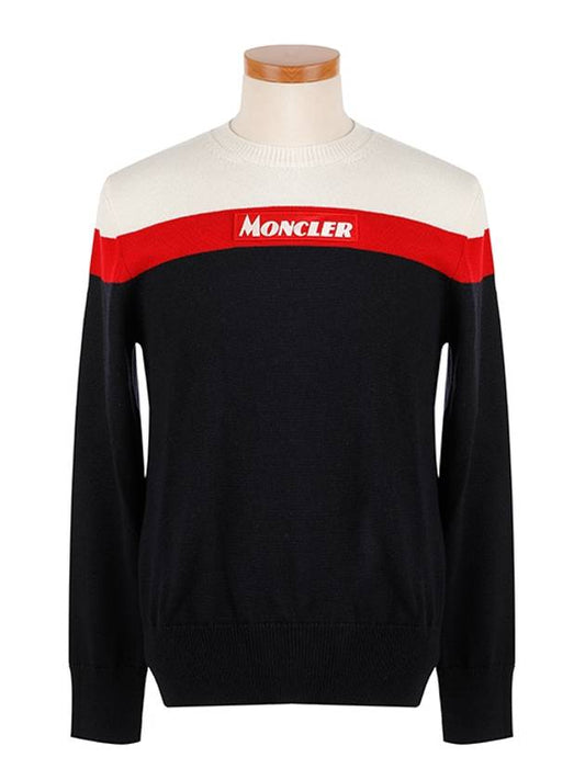 Men's Virgin Wool Logo Knit Top - MONCLER - BALAAN 2