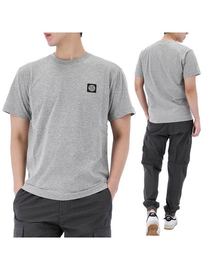 Logo Patch Short Sleeve T-Shirt Dust Grey Melange - STONE ISLAND - BALAAN 2