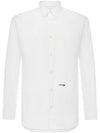 Logo Print Long Sleeve Shirt White - DSQUARED2 - BALAAN 1