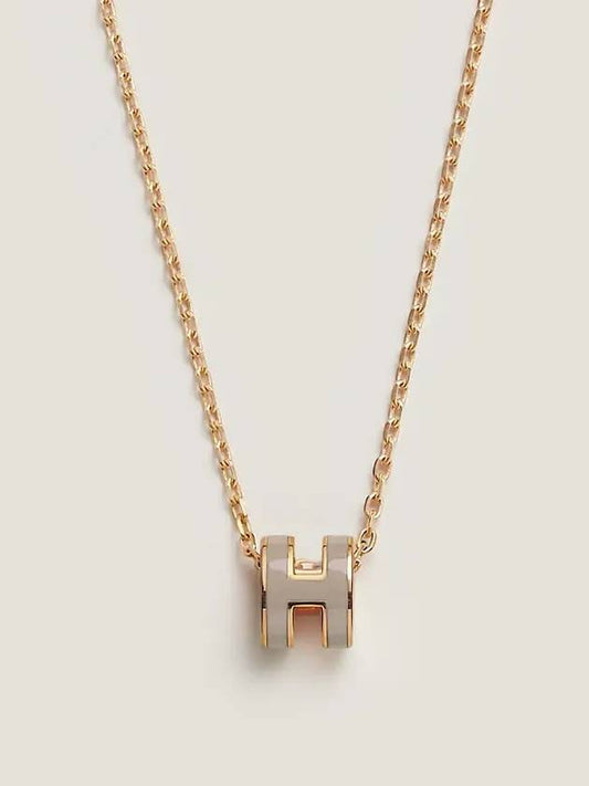 Mini Pop H Pendant Necklace Gold Marron Glace - HERMES - BALAAN 2