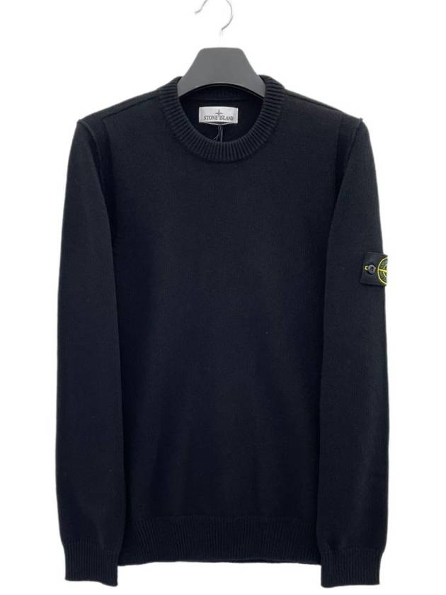 Wappen Patch Crew Neck Wool Knit Top Black - STONE ISLAND - BALAAN 2