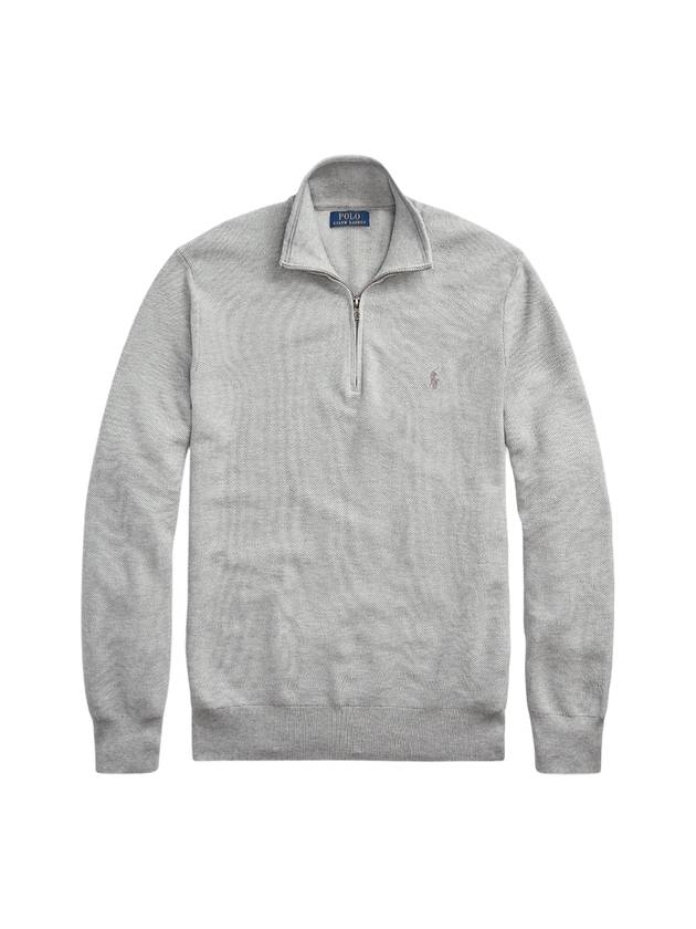 Cotton Quarter Zip Jumper Knit Top Grey - POLO RALPH LAUREN - BALAAN 1