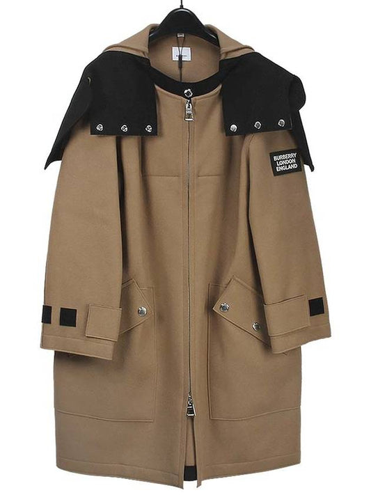 logo applique technical hooded single coat - BURBERRY - BALAAN 2