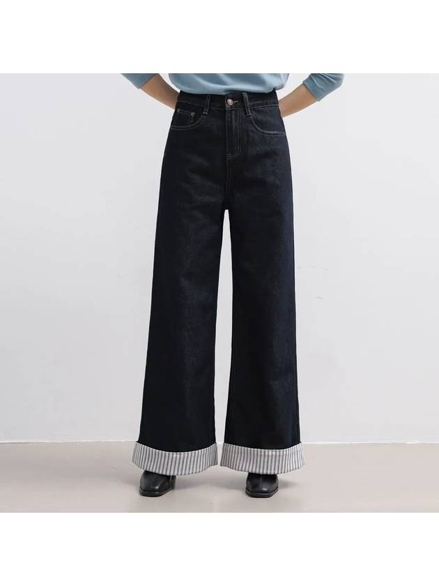 Jihen brushed roll up wide denim pants - MONO AT.D - BALAAN 4