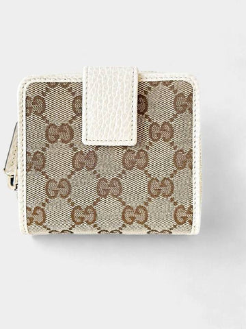 GG Canvas Women s Zipper Half Wallet White 346056 - GUCCI - BALAAN 1