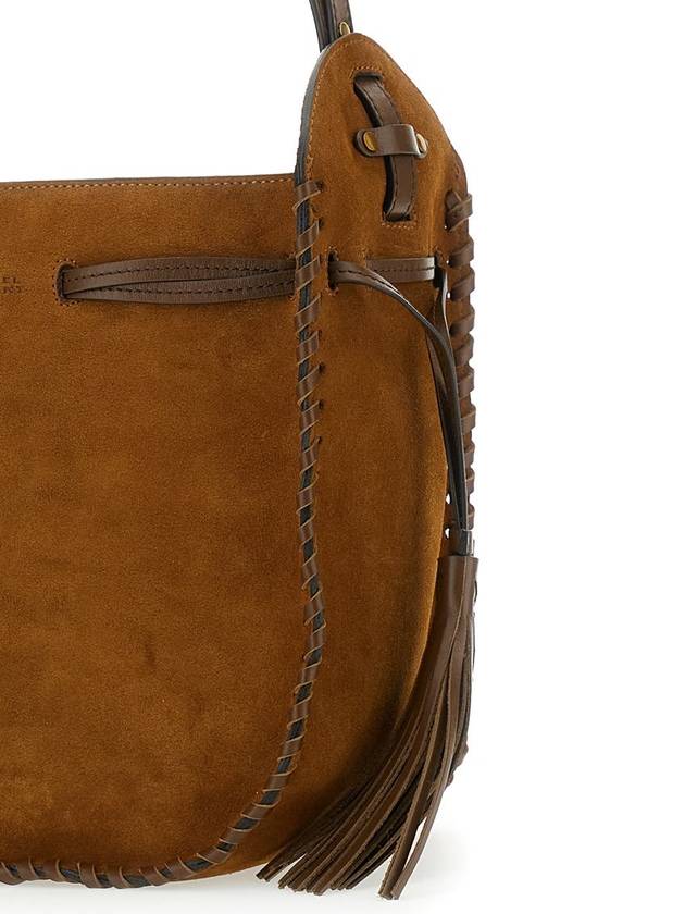 'Silao'  Brown Bucket Bag With Drawstring Closure And Embossed Logo Lettering On The Front In Suede Woman - ISABEL MARANT - BALAAN 3