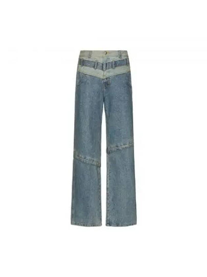 Layered Wide Leg Jeans Dusty Blue - ANDERSSON BELL - BALAAN 2