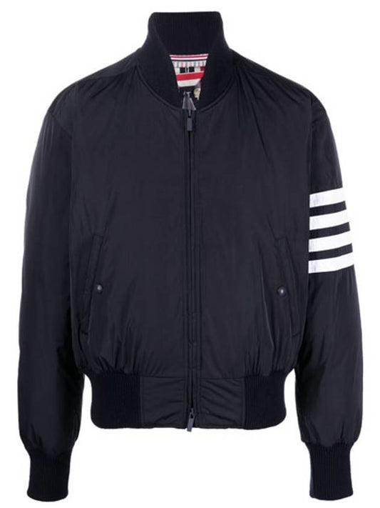 Poly Twill 4-Bar Oversized Knit Down Bomber Jacket Charcoal - THOM BROWNE - BALAAN 2