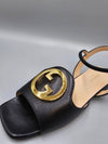 Women's Interlocking G Logo Leather Sandals Black - GUCCI - BALAAN 8