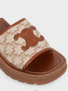 Clea Triomphe Canvas Calfskin Slipper Brown Beige - CELINE - BALAAN 4