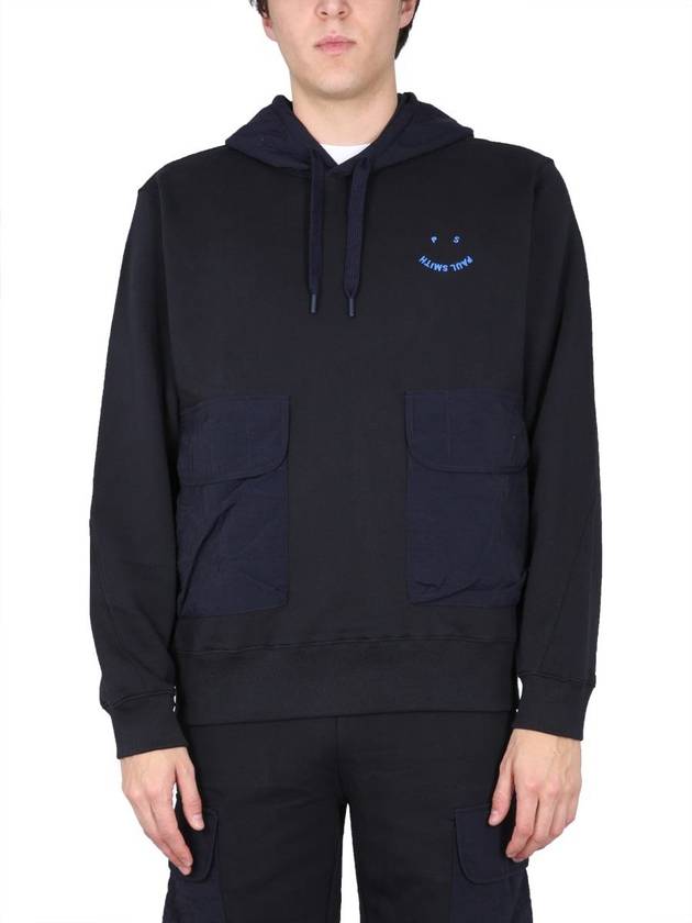 PS Happy Contrast Nylon Hoodie Navy - PAUL SMITH - BALAAN 2