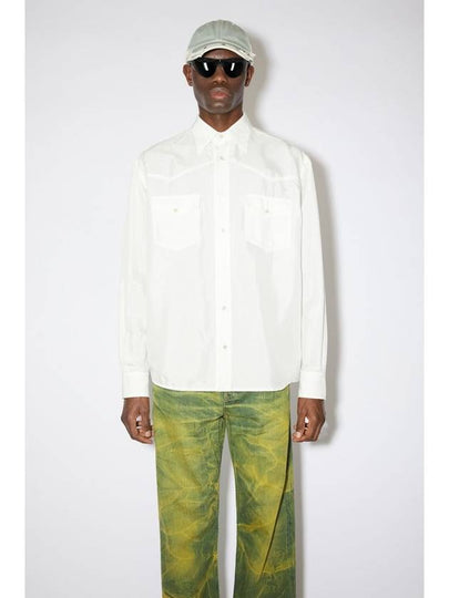 Logo Graphic Print Button Up Long Sleeve Shirt White - ACNE STUDIOS - BALAAN 2