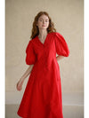 Caisienne Vneck puff sleeve Aline dress_red - CAHIERS - BALAAN 6