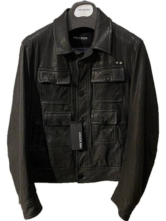 20FW PBPE645 P702 01 Pocket Washed Leather Jacket Black Men's Jacket TR - NEIL BARRETT - BALAAN 1