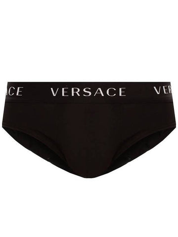 Men's Logo Low Cotton Briefs Black - VERSACE - BALAAN 1