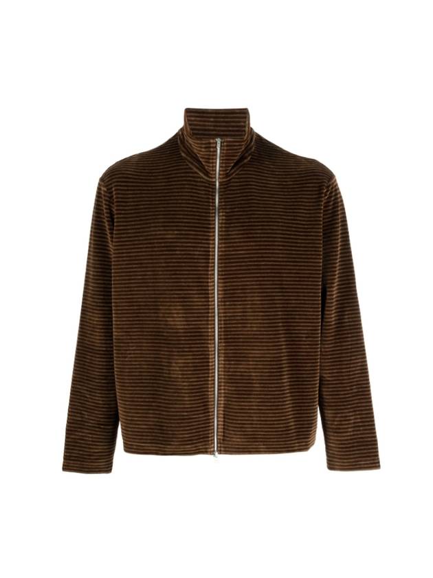 Shrunken Full Zip Polo Scoobie Stripe Velour Cardigan Brown - OUR LEGACY - BALAAN 2