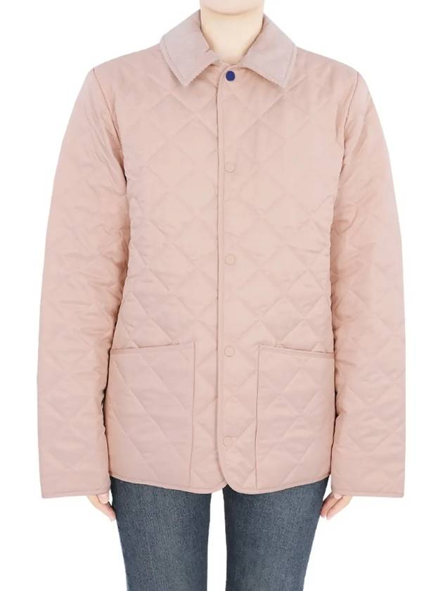 Kids Corduroy Collar Diamond Quilted Jacket Pink - BURBERRY - BALAAN 4