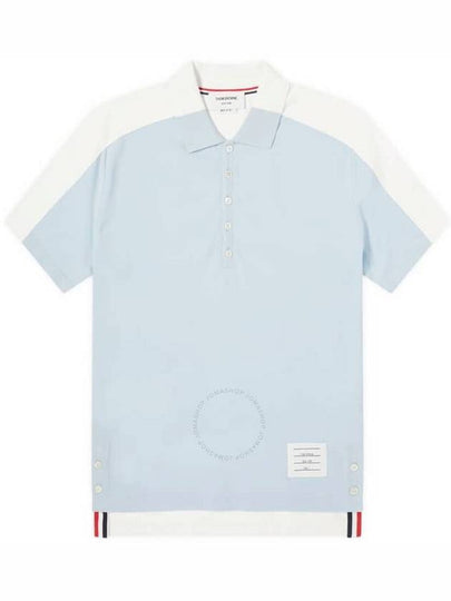 Trompe L' Oeil Logo Patch Polo Shirt Light Blue - THOM BROWNE - BALAAN 2