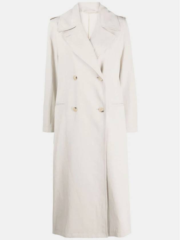 Double-Breasted Midi Coat Cream - TOTEME - BALAAN 2