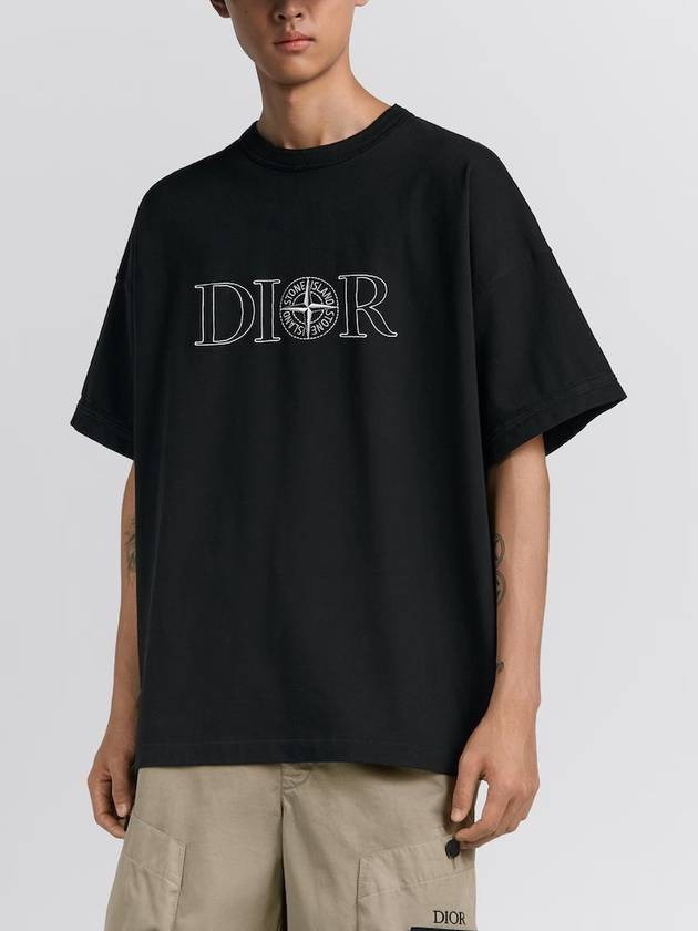 Oversized Fit Cotton Short Sleeve T-Shirt Black - DIOR - BALAAN 6