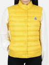 Women's Liane Logo Patch Padded Vest Yellow - MONCLER - BALAAN.