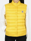 Women's Liane Logo Patch Padded Vest Yellow - MONCLER - BALAAN 3